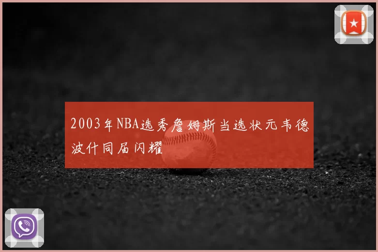 2003年NBA选秀詹姆斯当选状元韦德波什同届闪耀